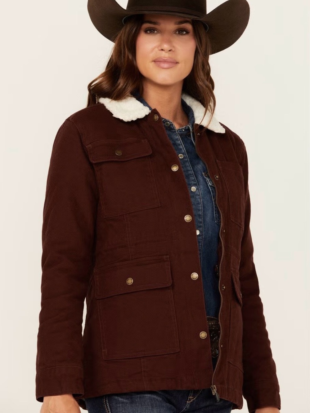 Shyanne Women's Canvas Barn Jacket In Mahogany Size XXL Sherpa Lined Outdoors